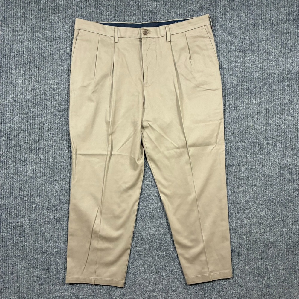 Dockers Mens Signature Khaki Pants 40x29 Beige Classic Flex Comfort High Rise